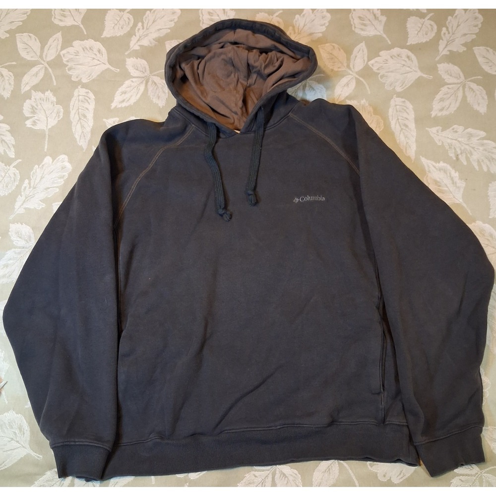 Columbia Mens Hoodie Large Gray Pullover Raglan Sleeve Outdoor Sweatshirt